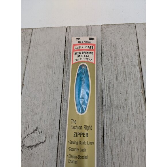 Vintage J&P Coats Neck Opening Metal Zipper 22" Parakeet 132-A Blue - Picture 2 of 4